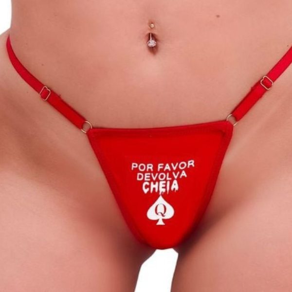 Calcinha Fio Dental Fetiche Vermelha Por favor devolva cheia com chocker