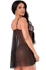 Camisola Sensual Beijo na cor Preta feita em tule - Imagem 2