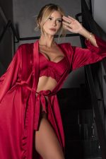 Conjunto vermelho delicado e elegante com calcinha fio em renda - Imagem 4