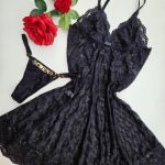 Camisola preta em tule deisy com fio personalizável