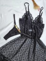 Camisola preta em tule coraçãozinho com fio personalizável - Imagem 3