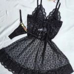 Camisola preta em tule coraçãozinho com fio personalizável
