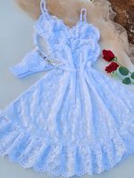 Camisola branca em tule angeline com calcinha fio personalizável - Imagem 3