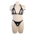 Conjunto Sutiã e Calcinha de Bondage em Couro - Imagem 12