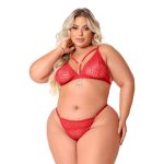 Conjunto vermelho cinderela plus rendando com strappy