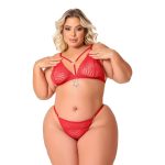 Conjunto vermelho cinderela plus rendando com strappy - Imagem 3